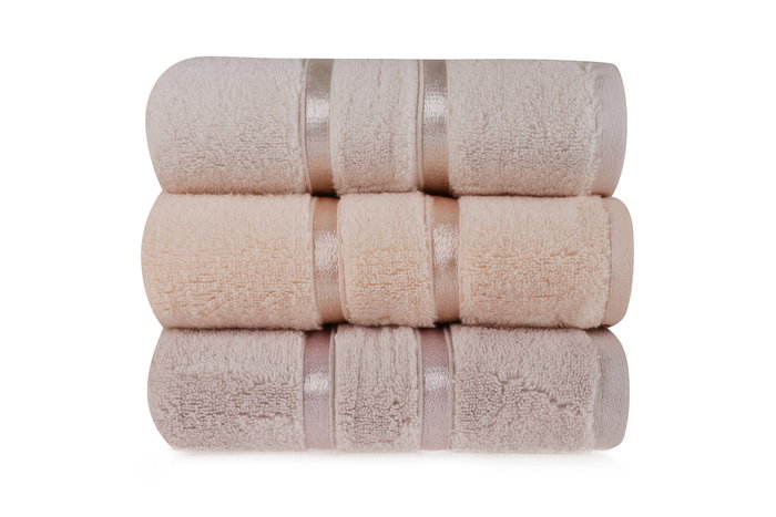 Mijölnir Dolce Juego de toallas de mano, 3 piezas, Amarillo claro, Lila claro, Salmón